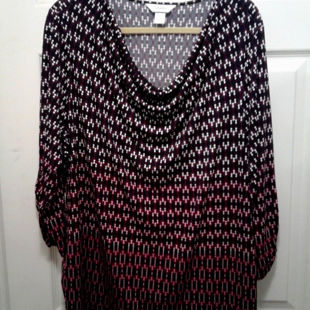 CJ Banks Purple to Pink Hombre Blouse w/ Dots  2X